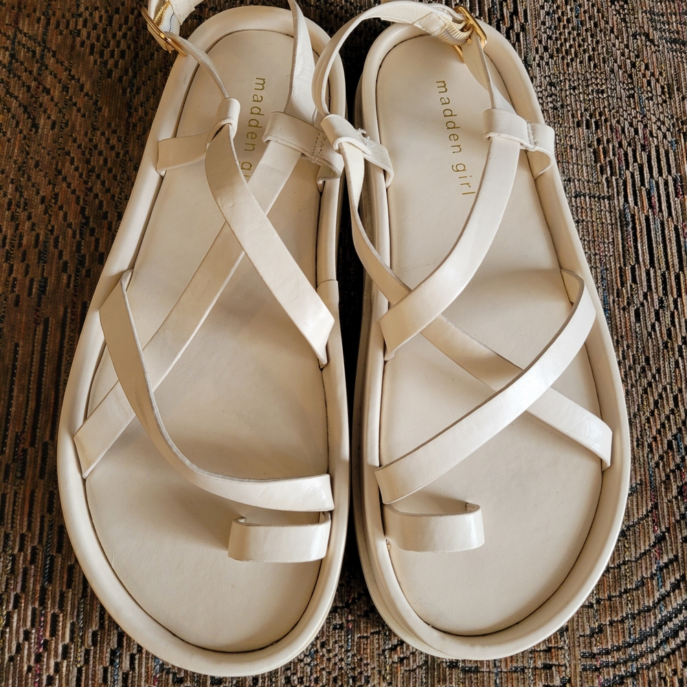 Madden Girl Cream Strappy Sandals